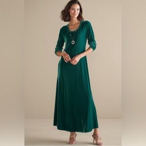 NWT Soft Surrounding Santiago Maxi Dress Long Sleeves Jewel Green Size Medium P